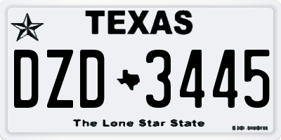 TX license plate DZD3445