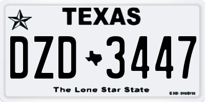 TX license plate DZD3447
