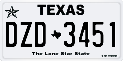 TX license plate DZD3451