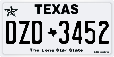 TX license plate DZD3452