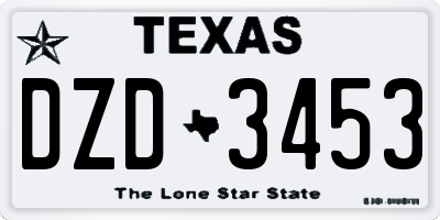 TX license plate DZD3453