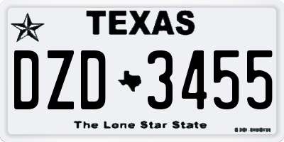 TX license plate DZD3455