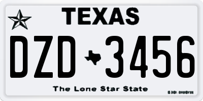 TX license plate DZD3456