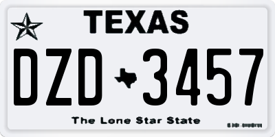 TX license plate DZD3457
