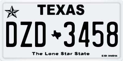 TX license plate DZD3458