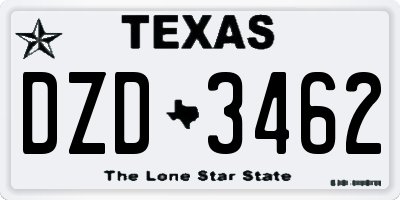 TX license plate DZD3462