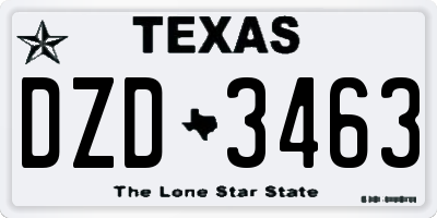 TX license plate DZD3463