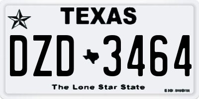 TX license plate DZD3464