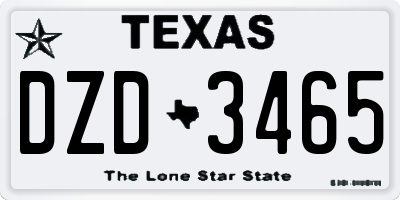 TX license plate DZD3465