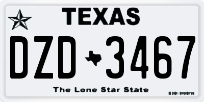 TX license plate DZD3467
