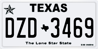 TX license plate DZD3469