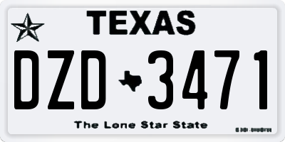 TX license plate DZD3471