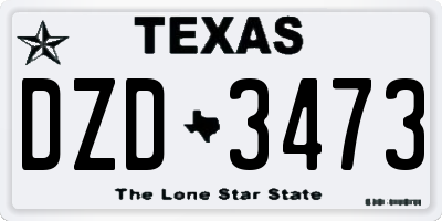 TX license plate DZD3473