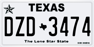 TX license plate DZD3474