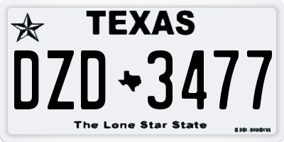 TX license plate DZD3477
