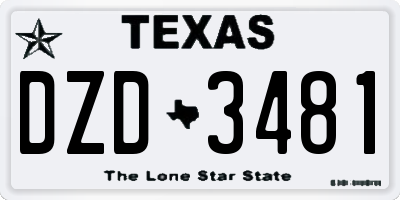 TX license plate DZD3481