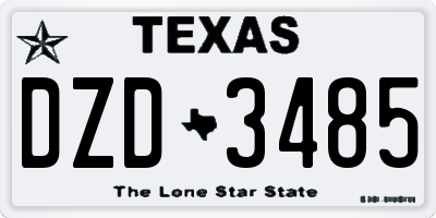 TX license plate DZD3485