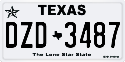 TX license plate DZD3487