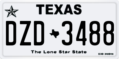 TX license plate DZD3488