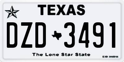 TX license plate DZD3491