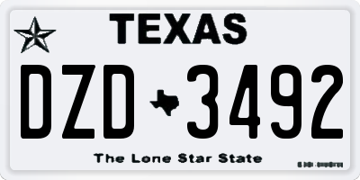 TX license plate DZD3492