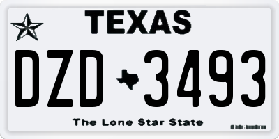 TX license plate DZD3493