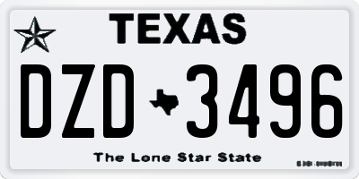 TX license plate DZD3496