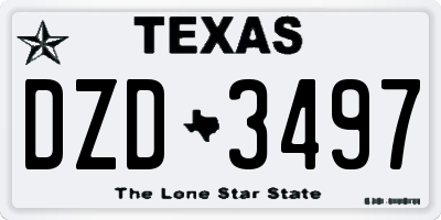 TX license plate DZD3497