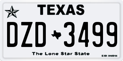 TX license plate DZD3499