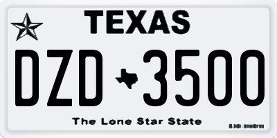 TX license plate DZD3500
