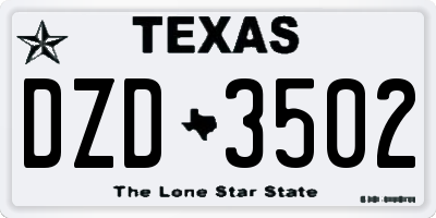 TX license plate DZD3502