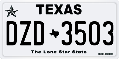 TX license plate DZD3503