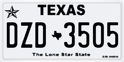 TX license plate DZD3505