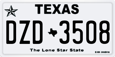 TX license plate DZD3508