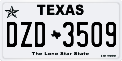 TX license plate DZD3509