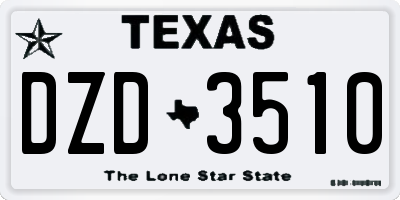 TX license plate DZD3510