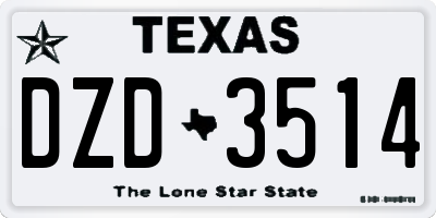 TX license plate DZD3514