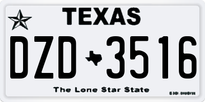 TX license plate DZD3516