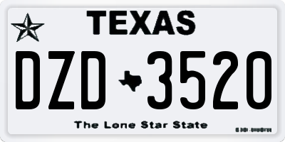 TX license plate DZD3520