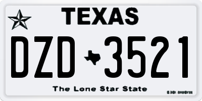 TX license plate DZD3521