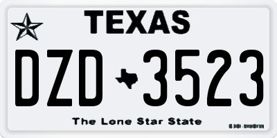 TX license plate DZD3523
