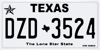 TX license plate DZD3524