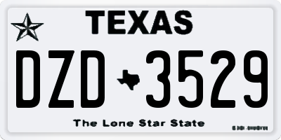 TX license plate DZD3529