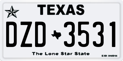 TX license plate DZD3531