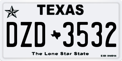 TX license plate DZD3532