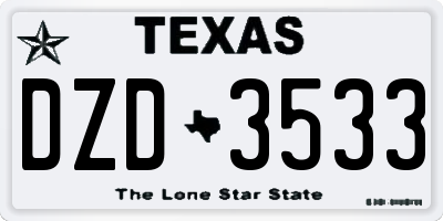 TX license plate DZD3533