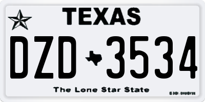 TX license plate DZD3534