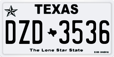 TX license plate DZD3536