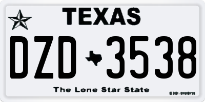 TX license plate DZD3538