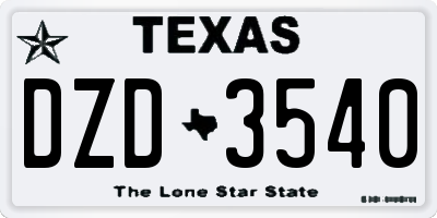 TX license plate DZD3540